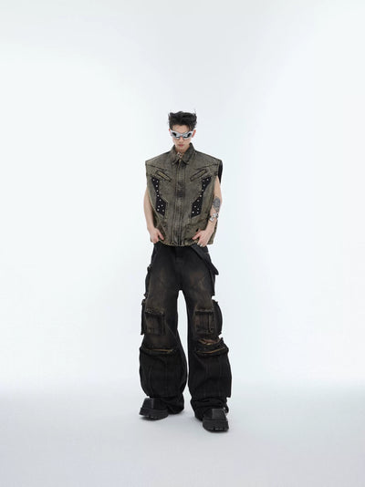 Hand-Painted Ripped Cargo Jeans Korean Street Fashion Jeans By Argue Culture Shop Online at OH Vault