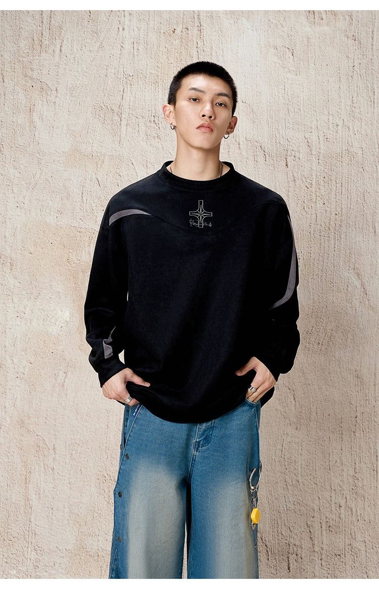 Loose Arms Oversized Crewneck Korean Street Fashion Crewneck By BE Just Hug Shop Online at OH Vault