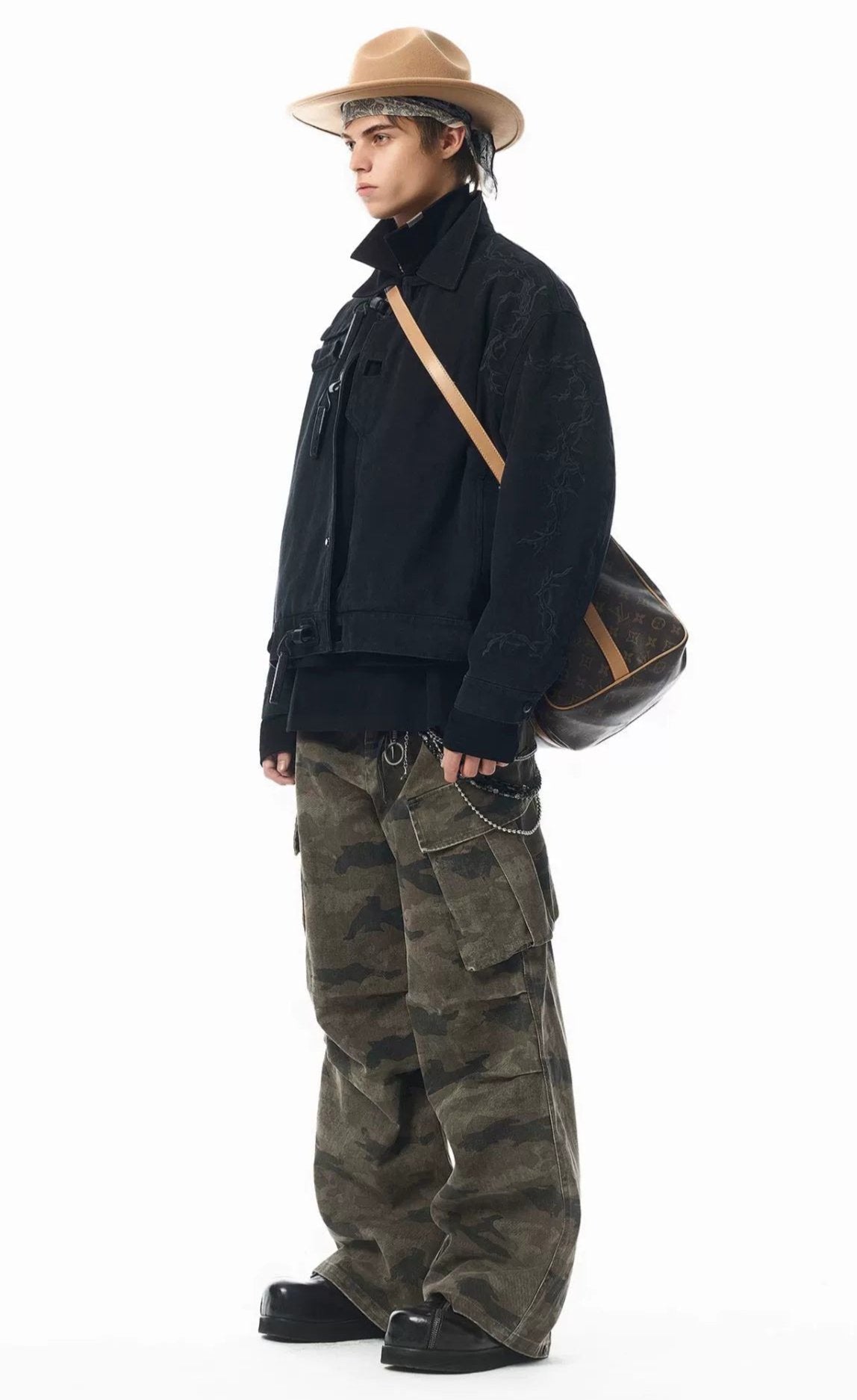 Pleated Camouflage Cargo Jeans Korean Street Fashion Jeans By JHYQ Shop Online at OH Vault