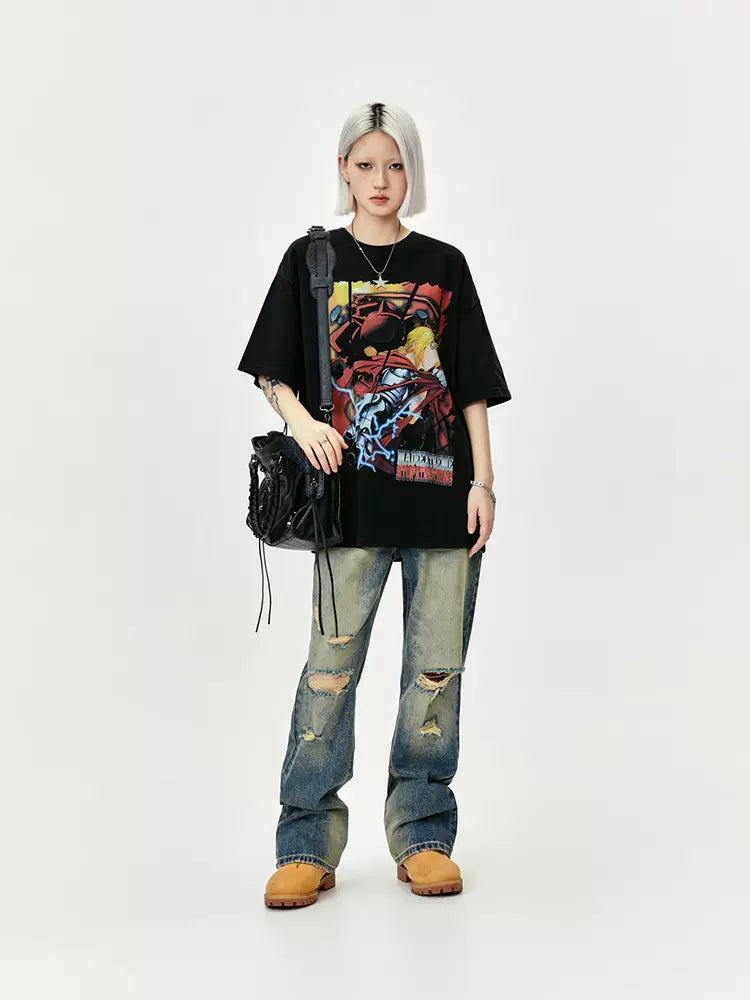 Anime Graphic Detail T-Shirt Korean Street Fashion T-Shirt By Made Extreme Shop Online at OH Vault