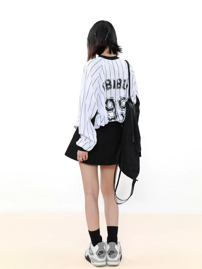 Baseball Style Loose Crewneck Korean Street Fashion Crewneck By Mr Nearly Shop Online at OH Vault