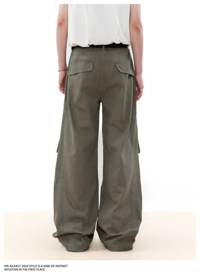 Washed Buttoned Pleats Cargo Pants Korean Street Fashion Pants By Mr Nearly Shop Online at OH Vault