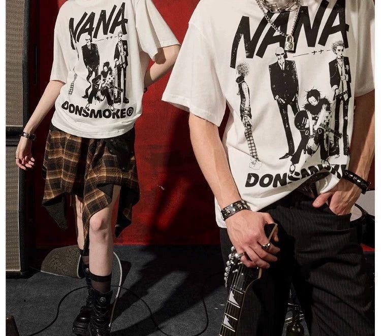 B&W Nana Graphic Print T-Shirt Korean Street Fashion T-Shirt By Donsmoke Shop Online at OH Vault