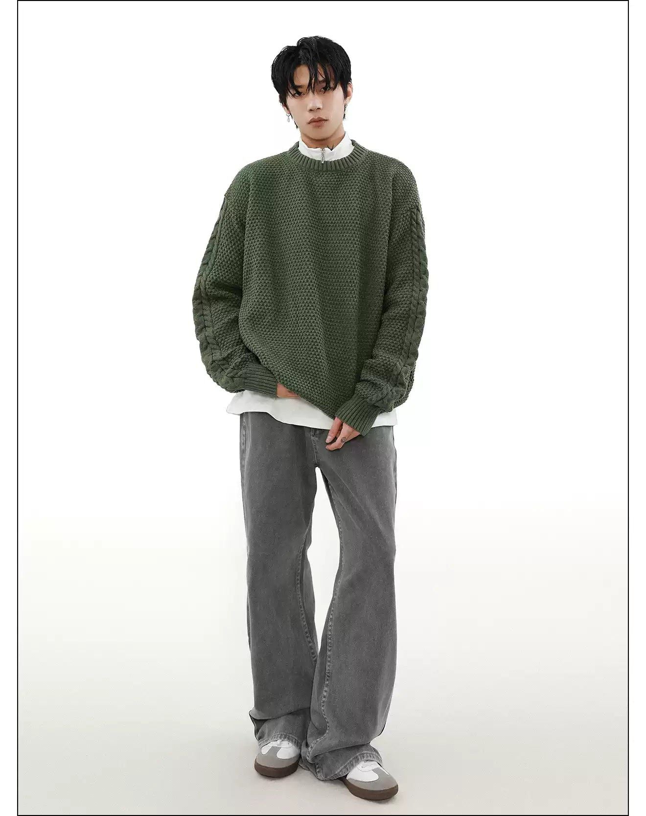 Multi-Pattern Plain Color Sweater Korean Street Fashion Sweater By Mr Nearly Shop Online at OH Vault