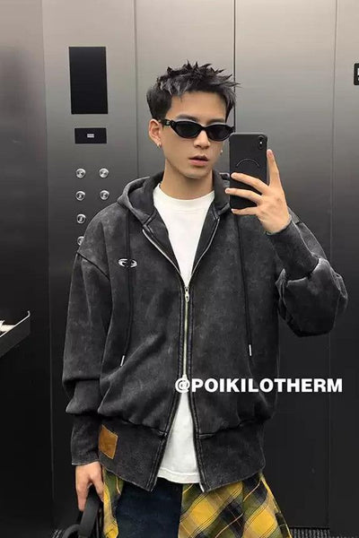 Dual Zip-End Denim Jacket Korean Street Fashion Jacket By Poikilotherm Shop Online at OH Vault