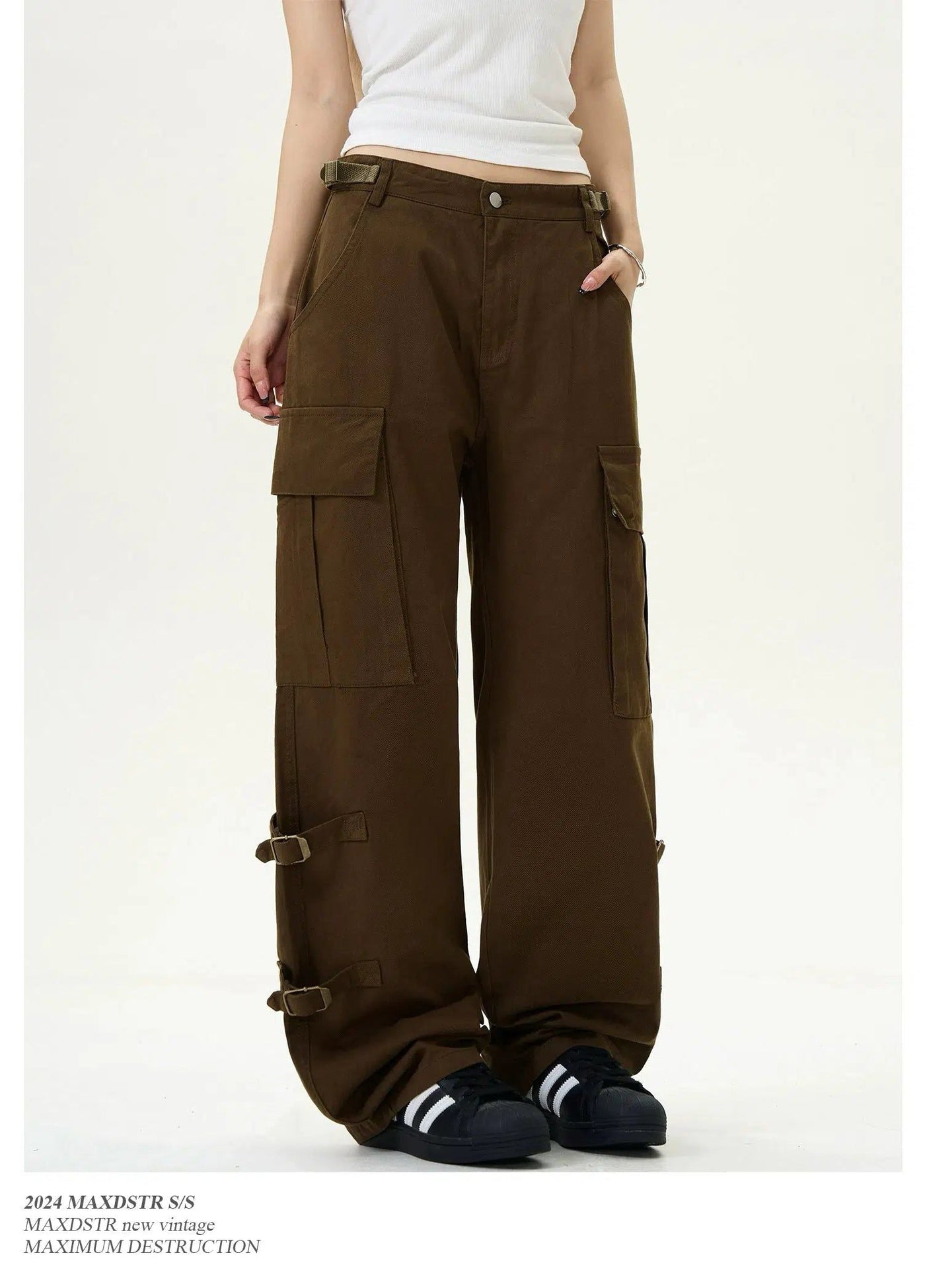 Elastic Side Straps Cargo Pants Korean Street Fashion Pants By MaxDstr Shop Online at OH Vault