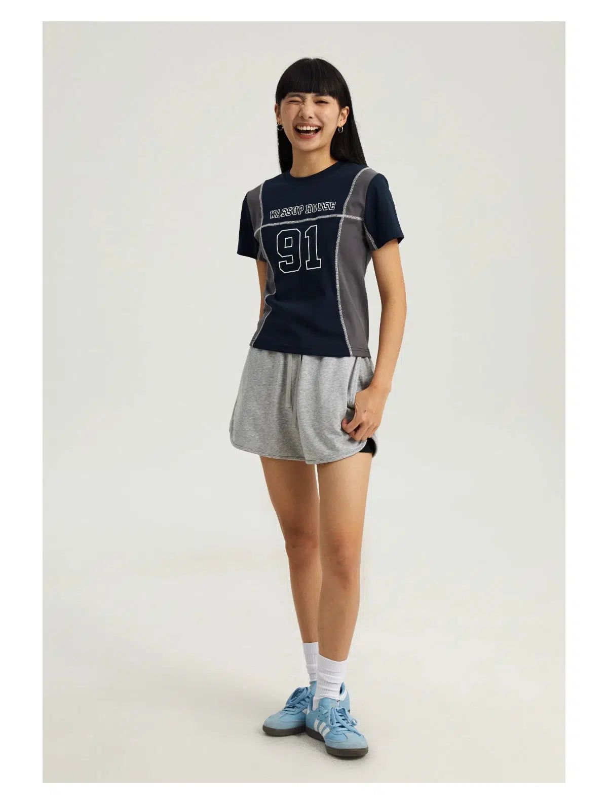 Jersey Style Cropped T-Shirt Korean Street Fashion T-Shirt By WASSUP Shop Online at OH Vault