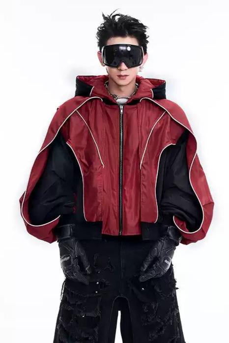 Contrast Structured Windbreaker Jacket Korean Street Fashion Jacket By Slim Black Shop Online at OH Vault