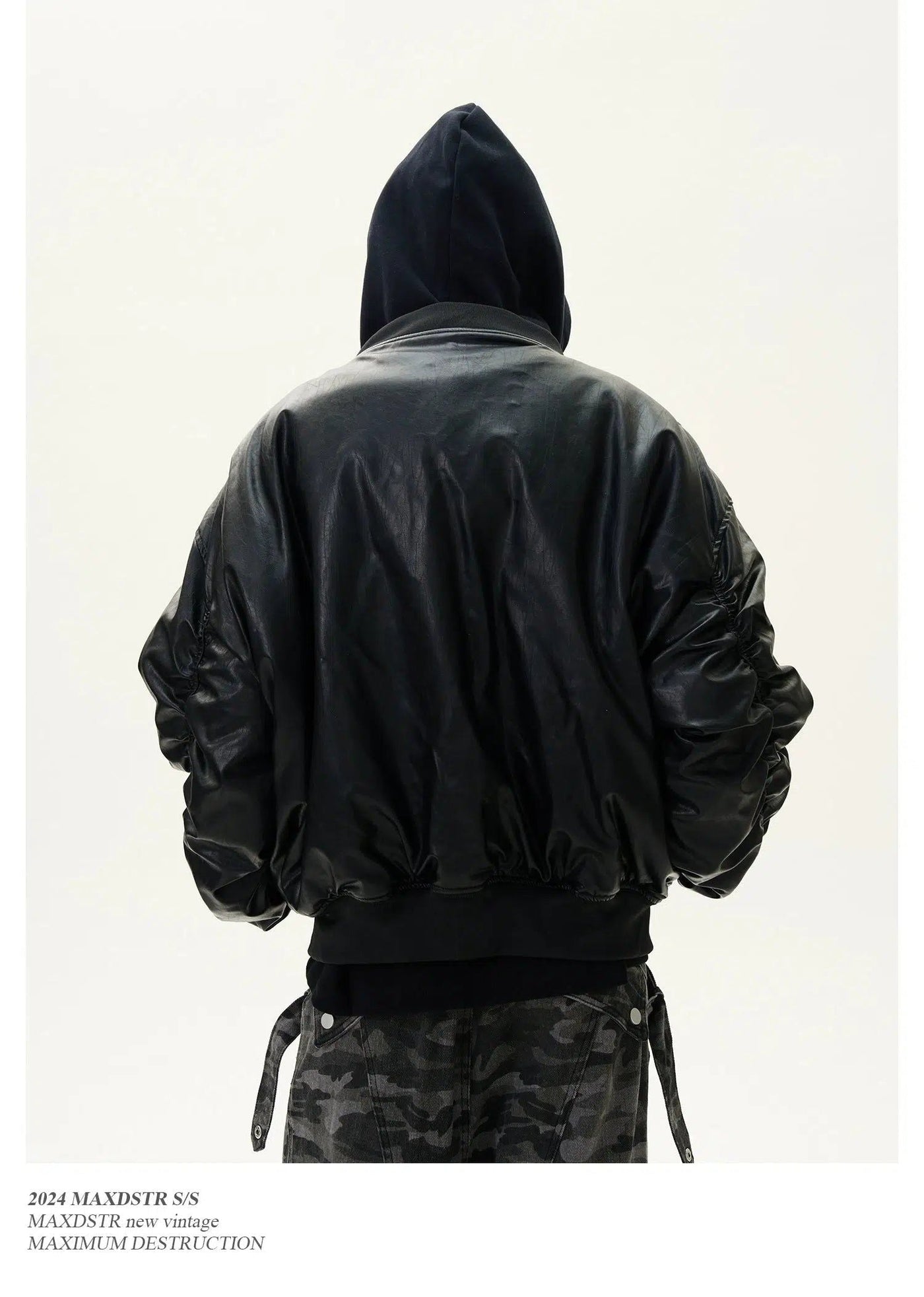 Layered Hooded PU Leather Jacket Korean Street Fashion Jacket By MaxDstr Shop Online at OH Vault