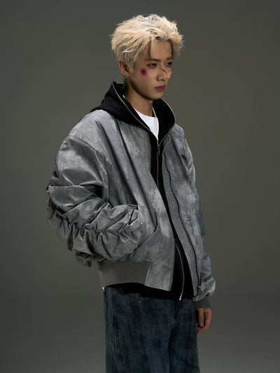 Cinched Sleeves Zippered Jacket Korean Street Fashion Jacket By MaxDstr Shop Online at OH Vault