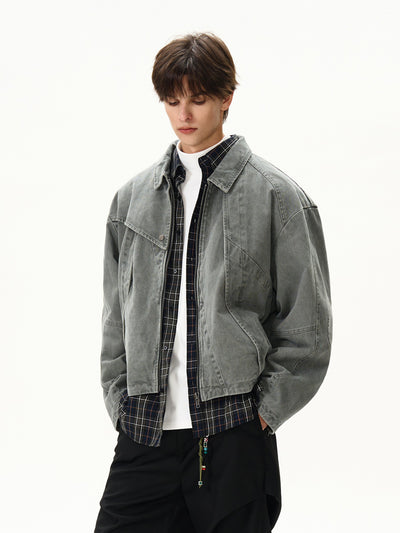 Washed Structured Boxy Jacket Korean Street Fashion Jacket By MaxDstr Shop Online at OH Vault