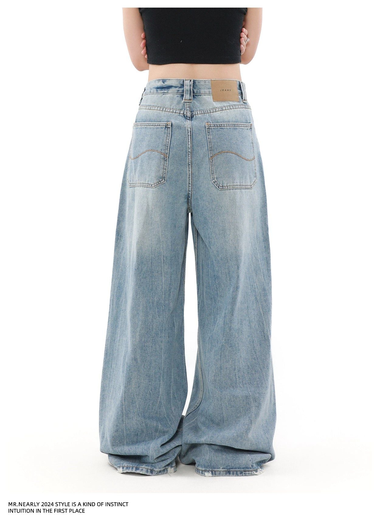 Faded Distressed Edge Jeans Korean Street Fashion Jeans By Mr Nearly Shop Online at OH Vault