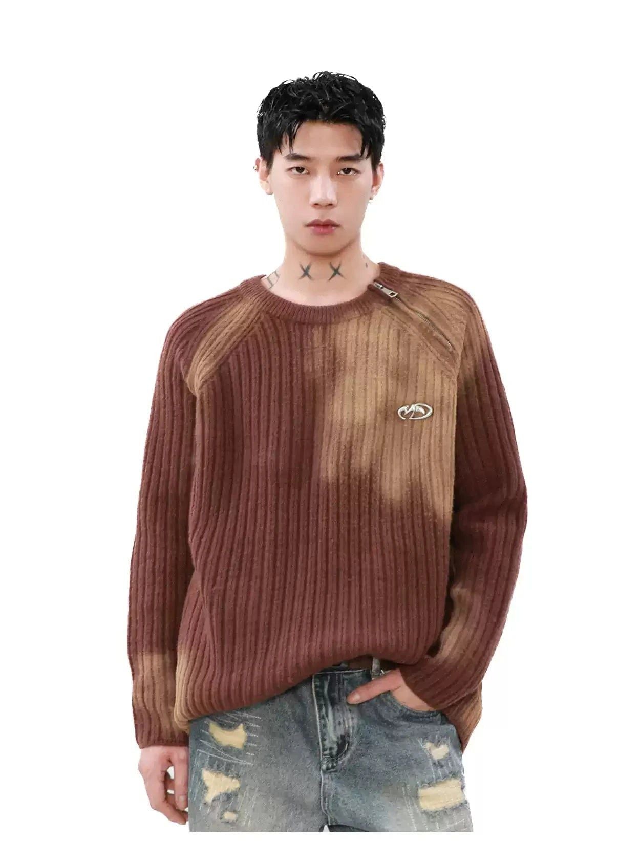 Paint Spray Metallic Logo Sweater Korean Street Fashion Sweater By Mr Nearly Shop Online at OH Vault