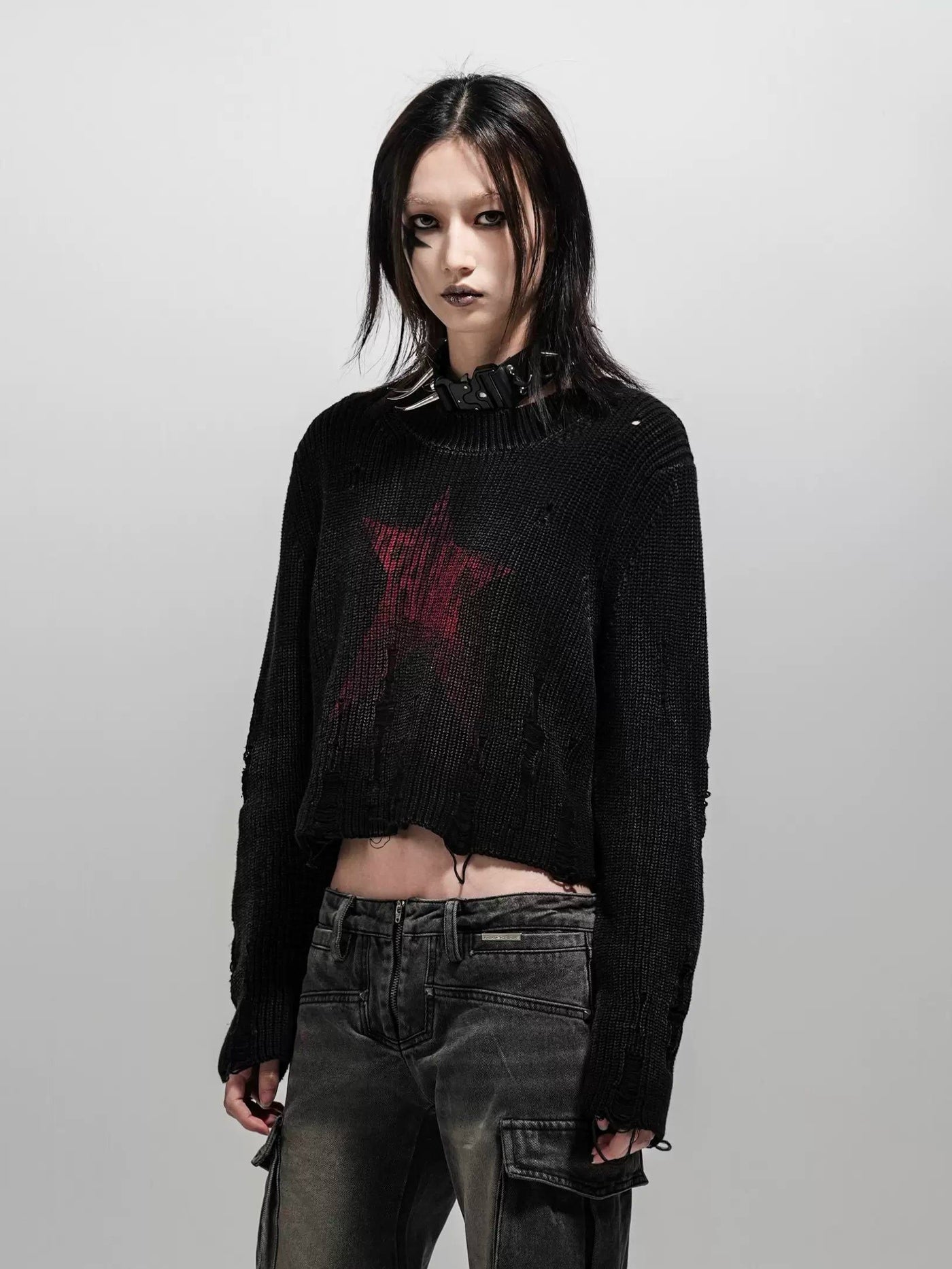 Grunge Star Paint Sweater Korean Street Fashion Sweater By Team Geek Shop Online at OH Vault