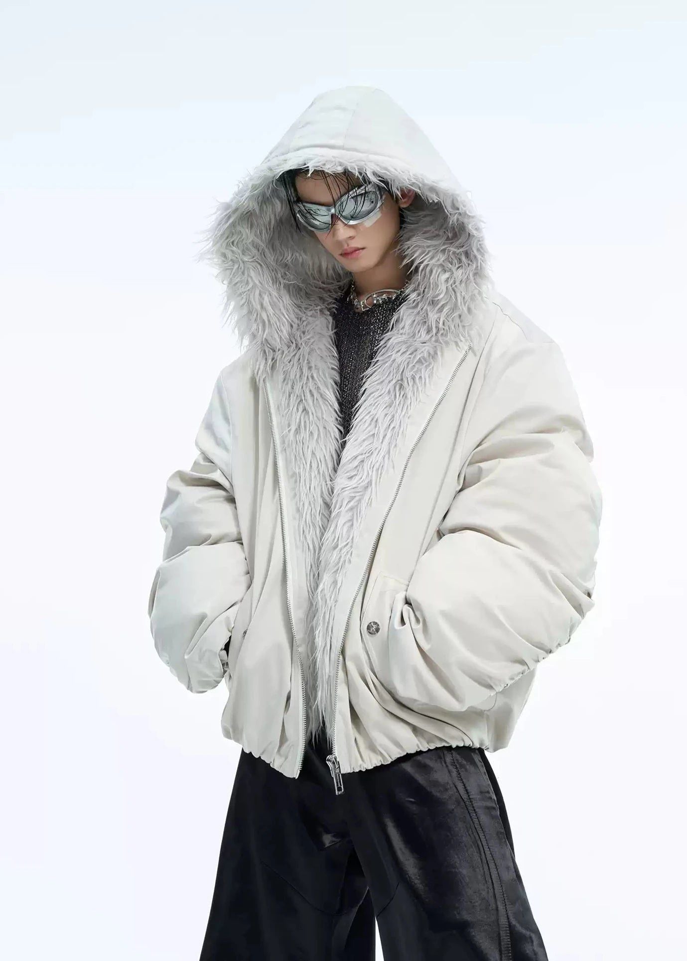 Zippered Fur Line Puffer Jacket Korean Street Fashion Jacket By Argue Culture Shop Online at OH Vault