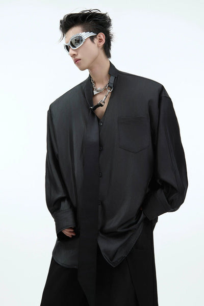 Neck Strap Line Flowy Shirt Korean Street Fashion Shirt By Argue Culture Shop Online at OH Vault