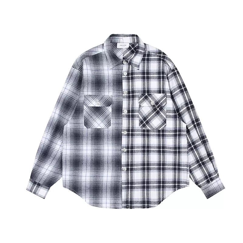 Non Parallel Plaid Shirt Korean Street Fashion Shirt By Lost CTRL Shop Online at OH Vault