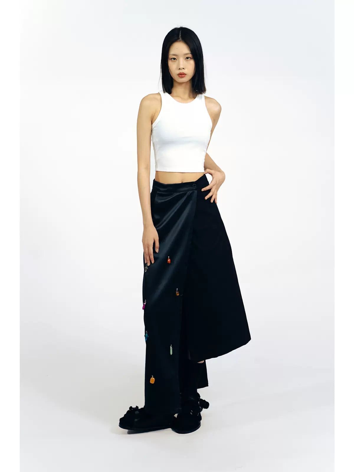 Semi-Gem Wrapped Long Skirt Korean Street Fashion Skirt By Apriority Shop Online at OH Vault