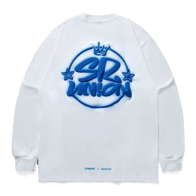 Glowing Graffiti Graphic Crewneck Korean Street Fashion Crewneck By Remedy Shop Online at OH Vault