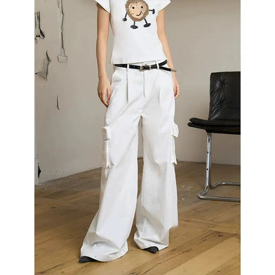 Solid Color Wide Cargo Pants Korean Street Fashion Pants By ETERNITY ITA Shop Online at OH Vault