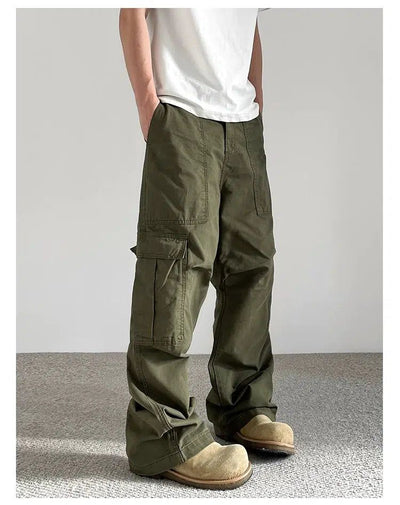 Pleated Loose Fit Cargo Pants Korean Street Fashion Pants By A PUEE Shop Online at OH Vault