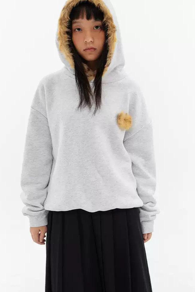 Faux Fur Detail Comfty Hoodie Korean Street Fashion Hoodie By Crying Center Shop Online at OH Vault