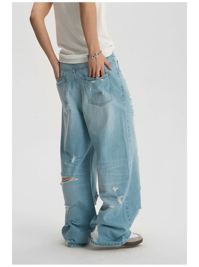 Light Color Ripped Jeans Korean Street Fashion Jeans By JHYQ Shop Online at OH Vault