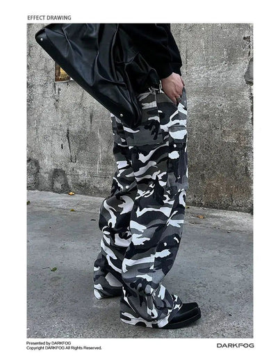 Drawstring Loose Camo Cargo Pants Korean Street Fashion Pants By Dark Fog Shop Online at OH Vault