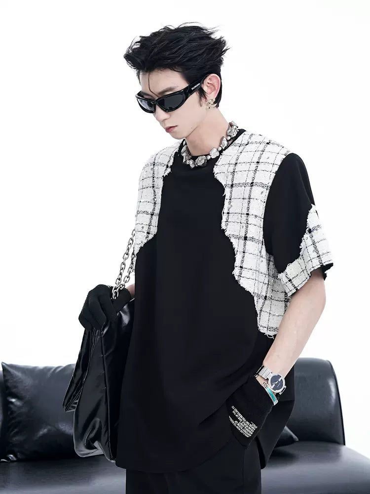 Spliced Parisian Style T-Shirt Korean Street Fashion T-Shirt By Slim Black Shop Online at OH Vault