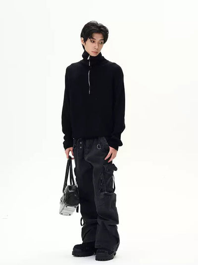 Buckled Strap Straight Cargo Pants Korean Street Fashion Pants By 77Flight Shop Online at OH Vault