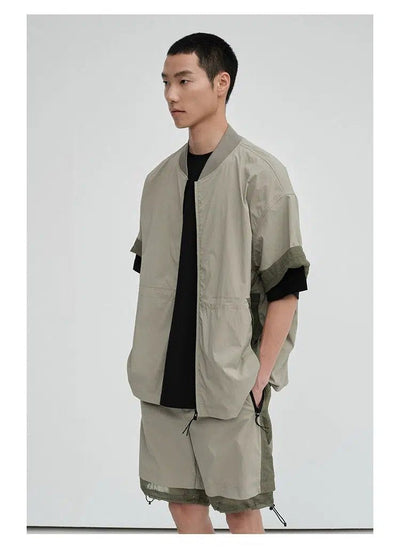 UV Protection Spliced Mesh Zipped Shirt Korean Street Fashion Shirt By NANS Shop Online at OH Vault