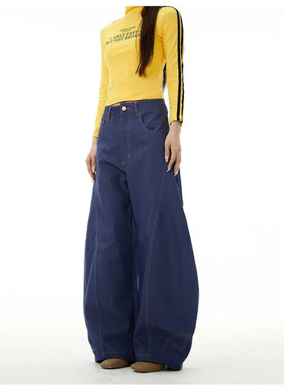 Scimitar Wide Leg Jeans Korean Street Fashion Jeans By 77Flight Shop Online at OH Vault