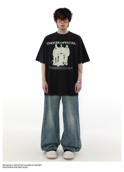 Abstract Figure Print T-Shirt Korean Street Fashion T-Shirt By Mr Nearly Shop Online at OH Vault