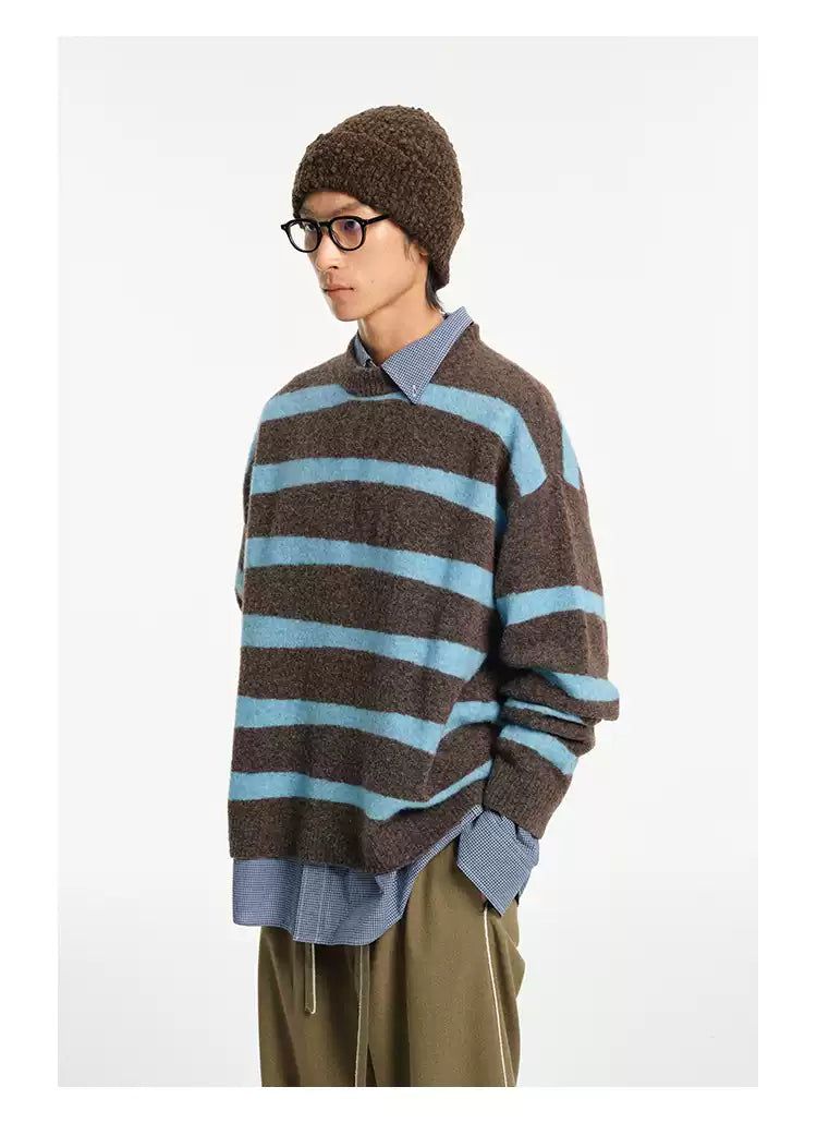 Contrast Stripes Regular Fit Sweater Korean Street Fashion Sweater By NANS Shop Online at OH Vault