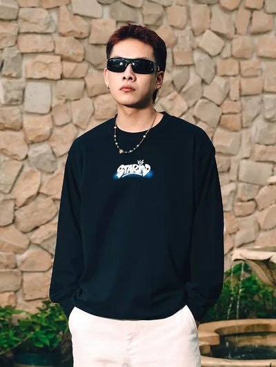 Glowing Graffiti Graphic Crewneck Korean Street Fashion Crewneck By Remedy Shop Online at OH Vault