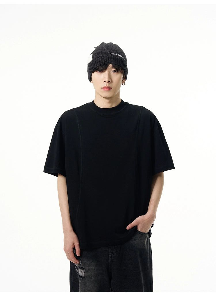 Minimal Seams Detail T-Shirt Korean Street Fashion T-Shirt By 77Flight Shop Online at OH Vault