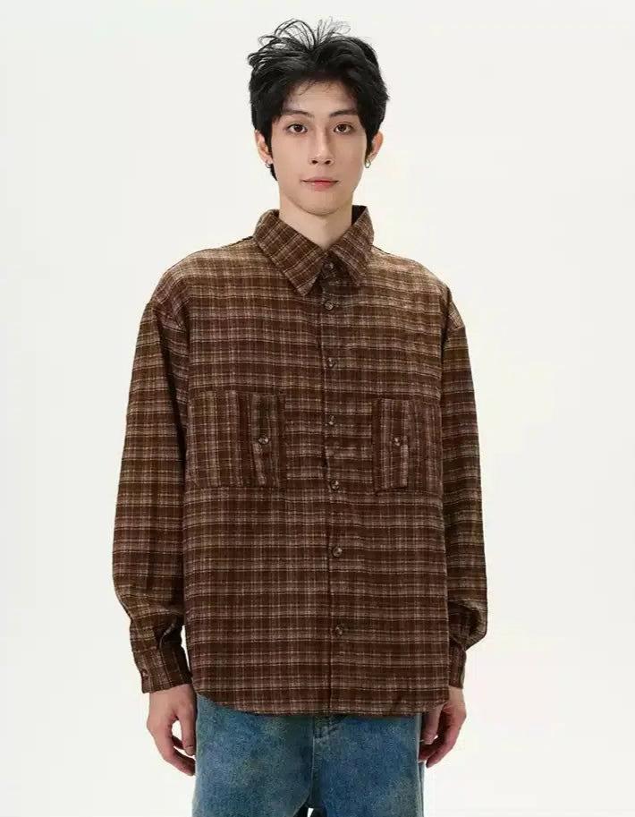 Classic Buttons Checked Shirt Korean Street Fashion Shirt By 77Flight Shop Online at OH Vault