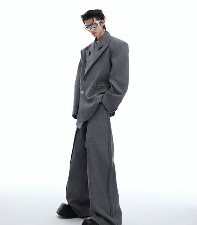 Structured Double-Breasted Blazer & Pants Set Korean Street Fashion Clothing Set By Argue Culture Shop Online at OH Vault