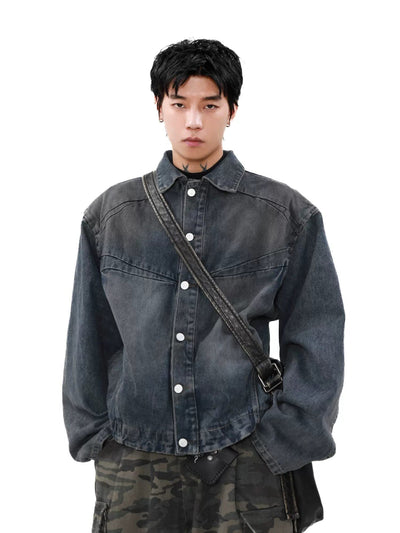 Boxy Fade Spots Denim Jacket Korean Street Fashion Jacket By Mr Nearly Shop Online at OH Vault