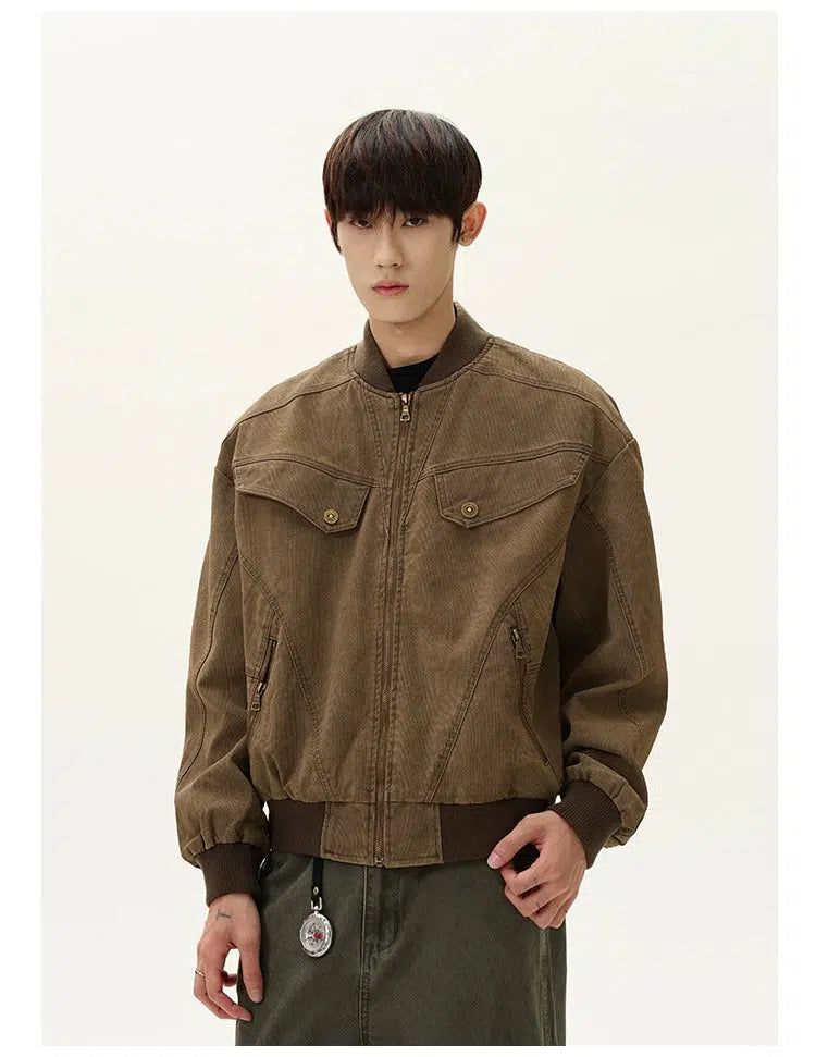 Zipped Harrington Jacket Korean Street Fashion Jacket By A PUEE Shop Online at OH Vault