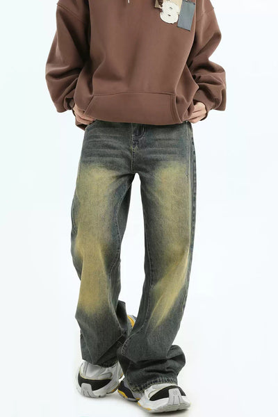 Yellow Fade Bootcut Jeans Korean Street Fashion Jeans By INS Korea Shop Online at OH Vault