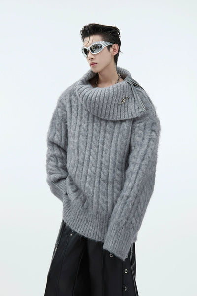 Cable Knit Side Zipper Collar Sweater Korean Street Fashion Sweater By Argue Culture Shop Online at OH Vault