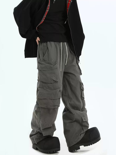 Multi-Pocket Drawstring Cargo Pants Korean Street Fashion Pants By INS Korea Shop Online at OH Vault