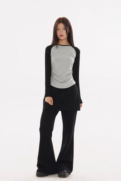 Relaxed Contrast Long Sleeve T-Shirt Korean Street Fashion T-Shirt By Crying Center Shop Online at OH Vault