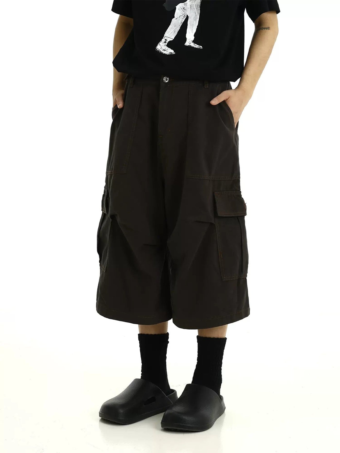 Wide Pockets Cargo Style Shorts Korean Street Fashion Shorts By MEBXX Shop Online at OH Vault