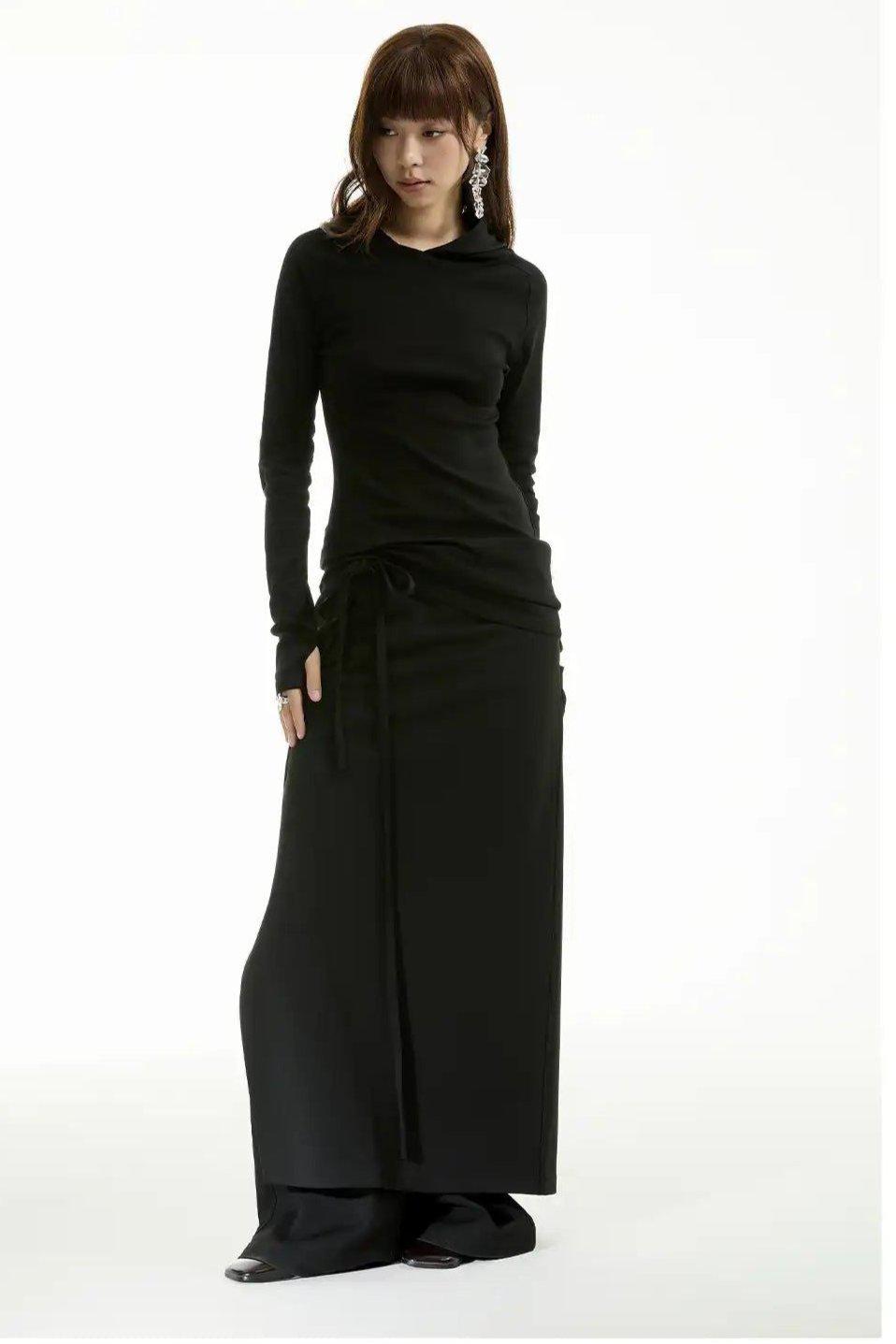 Waist Strap Long Skirt Korean Street Fashion Skirt By Funky Fun Shop Online at OH Vault