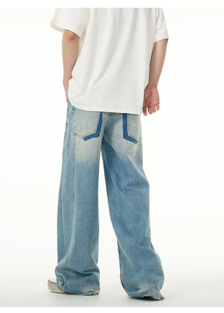 Faded Double-Waist Jeans Korean Street Fashion Jeans By 77Flight Shop Online at OH Vault