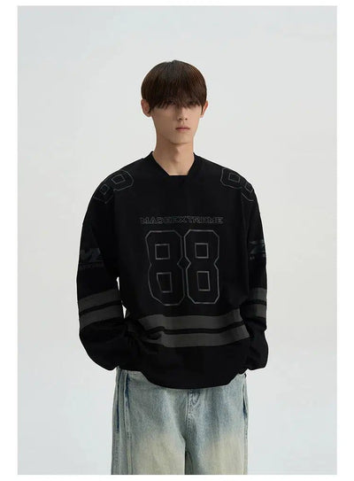 Sports Style Jersey Crewneck Korean Street Fashion Crewneck By A PUEE Shop Online at OH Vault