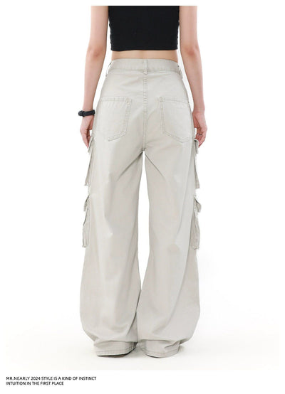 Functional Pocket Faded Cargo Pants Korean Street Fashion Pants By Mr Nearly Shop Online at OH Vault