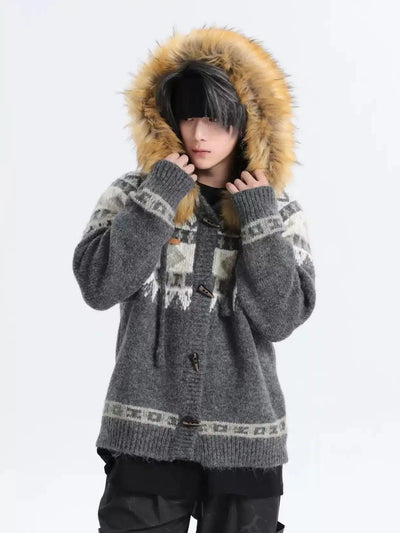 Faux Fur Line Hood Sweater Korean Street Fashion Sweater By INS Korea Shop Online at OH Vault